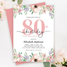Elégant Pastel Floral 80e fête d'anniversaire