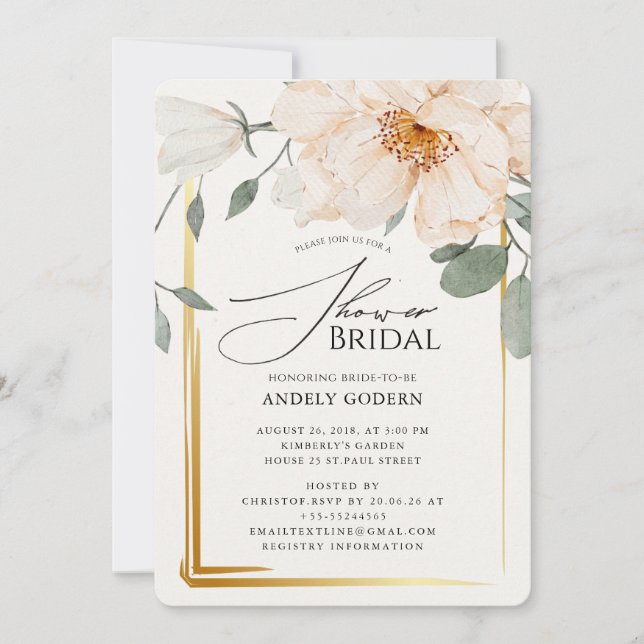 Invitation  Elegant Pastel Flower Bridal Shower (Devant)
