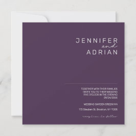 Invitation Élégant Pastel Minimal Purple Mariage moderne