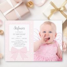 Elégant Pastel Pink Bow première photo d'anniversa