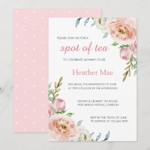 Invitation Élégant Pastel Rose Girl Baby shower floral