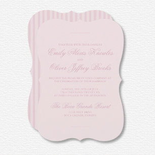 Invitation Élégant Pastel Rose Tone Sur Tone Stripes Mariage