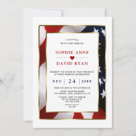 Invitation Élégant Patriotique Militaire Or USA Mariage du dr