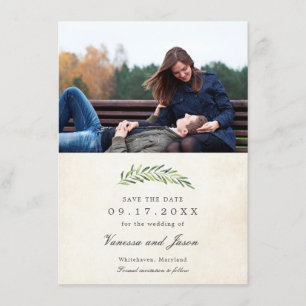 Invitation Élégant paysage de verdure rustique, photo Sauvez