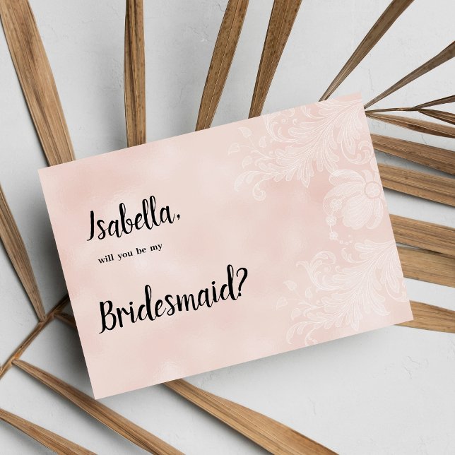 Invitation Elegant peach white flower lace frame Bridesmaid (Elegant peach white flower lace frame Bridesmaid)