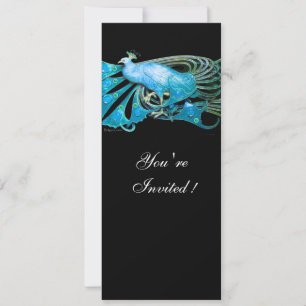 INVITATION ELÉGANT PEACOCK EN BLEU NOIR TURQUOISE MARIAGE
