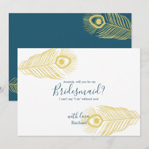 Invitation Elégant Peacock Or Be My Bridesmaid Card