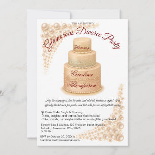 Invitation Elégant Pearl & Parties scintillant Divorce Party 