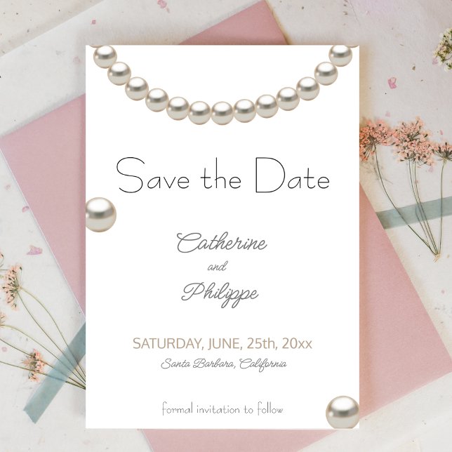 Invitation Elegant Pearl Wedding Enregistrer la date Invitati (Créateur téléchargé)