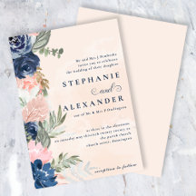 Elégant Pêche et Mariage officiel de fleurs bleues