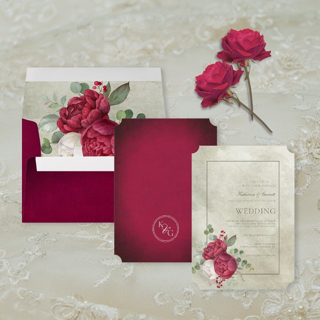 Invitation Elégant Peonies Sage Vert Mariage d'aquarelle (Créateur téléchargé)