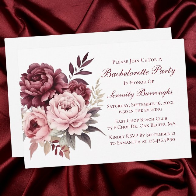 Invitation Elégant Peony Aquarelle Floral Bachelorette (Créateur téléchargé)