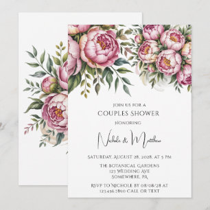 Invitation Elégant Peony Floral Arrangement Couples Douche