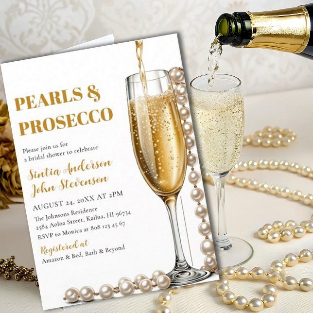 Invitation Elégant perles d'or et Mariage de poursuites (Créateur téléchargé)