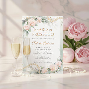 Invitation Élégant Perles et Prosecco Enterrement de Vie de J