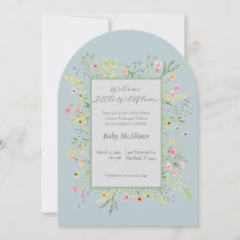 Invitation Elégant petit Baby shower Fleur sauvage Bienvenue