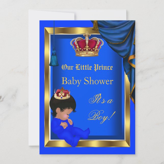 Invitation Elégant Petit Prince Baby shower Garçon Bleu 2 (Devant)