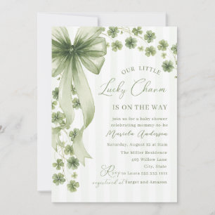 Invitation Élégant petit trèfle aquarelle bébé Saint-Patrick