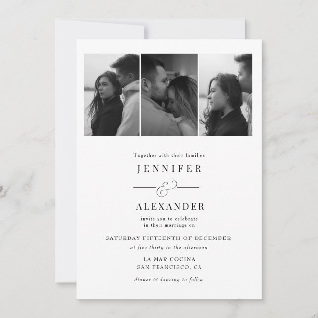 Invitation Elegant  Photo Collage Wedding (Devant)