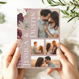 Invitation Élégant Photo Dusty Rose rose Floral Mariage