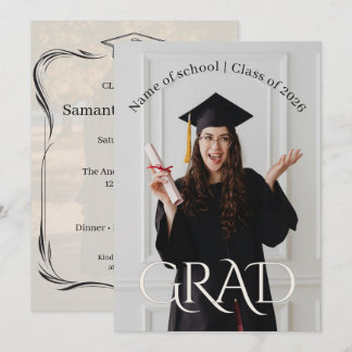 Invitation Elegant Photo Grad Party | Modern Minimalist Grad 