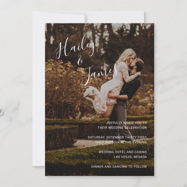 Invitation Élégant Photo Moderne Tout En Un Mariage (Devant)