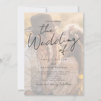 Invitation Elegant Photo Script Calligraphy QR Code Wedding