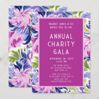 Élégant Pink Blue Floral Charity Event Gala Party