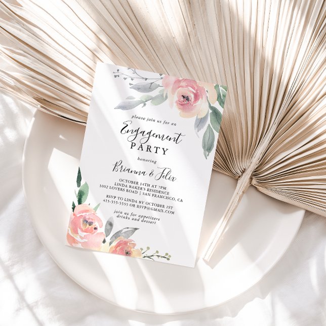 Invitation Élégant Pink Blush Floral Party (Créateur téléchargé)