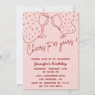 Invitation Elegant Pink Cheers Champagne 43e anniversaire