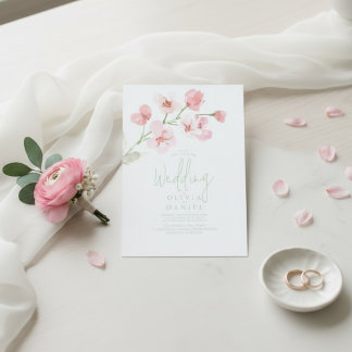 Invitation Elegant Pink Cherry Blossom Watercolor Wedding 