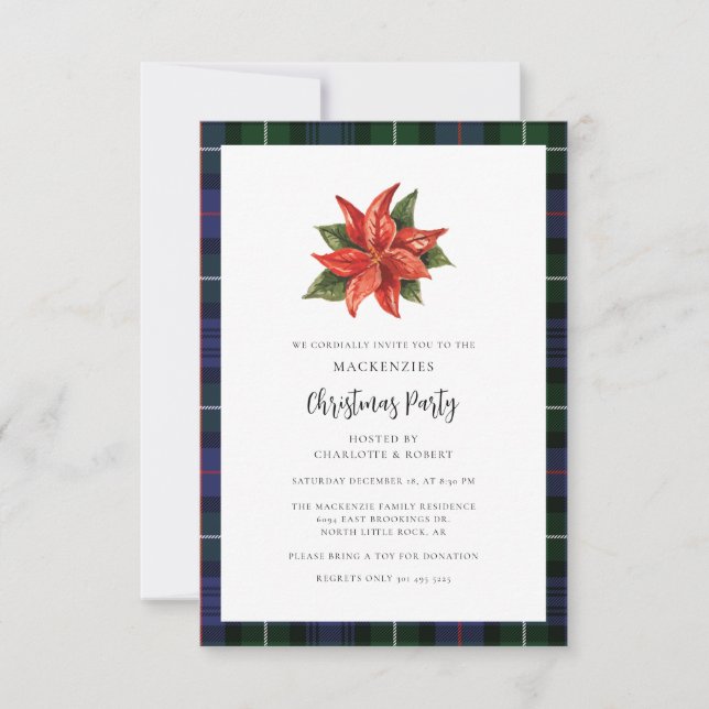 Invitation Élégant Plaid MacKenzie Noël Party Tartan (Devant)
