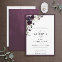 Elegant Plum Purple Floral Watercolor Script