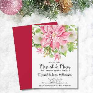 Invitation Élégant Poinsettia Rose Déjeuner de Mariage de Noë