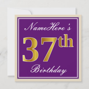 Invitation Elégant, pourpre, Faux Gold 37ème anniversaire + N