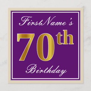 Invitation Elégant, pourpre, Faux Gold 70e anniversaire + Nom