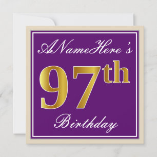Invitation Elégant, pourpre, Faux Gold 97ème anniversaire + N