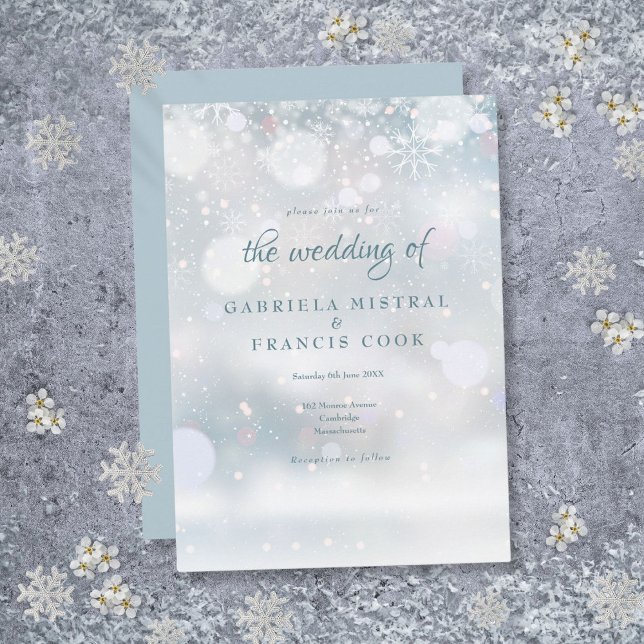 Invitation Elégant premier Snowflakes Mariage d'hiver (Elegant First Snowflakes Winter Wedding Invitation)