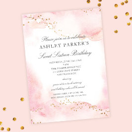 Invitation Élégant Pretty Rose Gold Parties scintillant Douce
