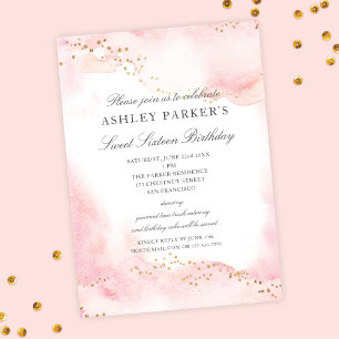 Invitation Élégant Pretty Rose Gold Parties scintillant Douce