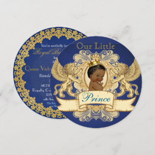 Invitation Élégant Prince Royal Bleu et Or d'Afrique