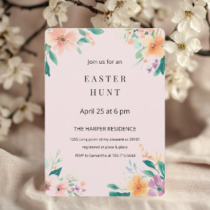 Invitation Élégant printemps floral Pâques rose