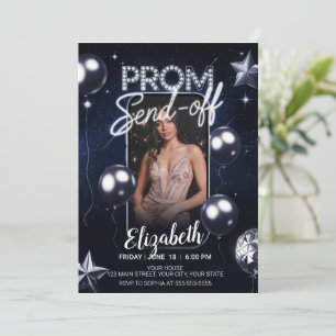 Invitation Elegant Prom Envoyer Hors Bleu foncé Portrait Phot