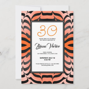 Invitation Elegant psychédélique orange noir Tiger Skin Print