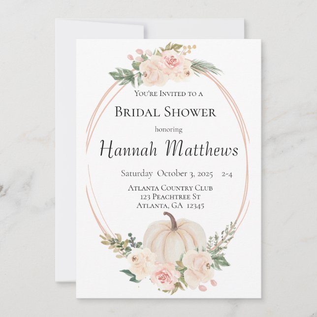 Invitation Elegant Pumpkin Theme Bridal Shower (Devant)