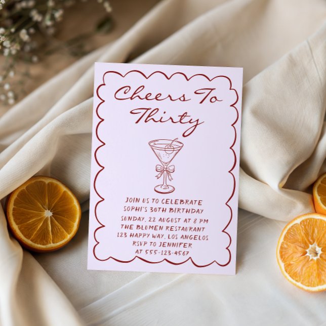 Invitation Elegant Purple Cheers to Thirty Cocktail Birthday (Créateur téléchargé)