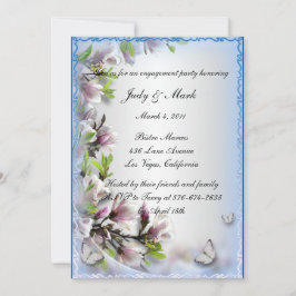 Invitation Élégant Purple Floral Butterfly Engagement