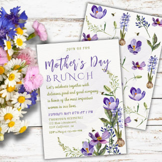 Invitation Elegant Purple Floral Mother’s Day Brunch