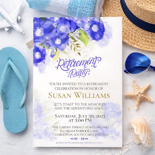 Invitation Elegant Purple Floral Retirement Celebration (Elegant Purple Floral Retirement Celebration Invitation)
