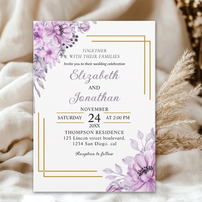 Invitation Elegant Purple Floral Wedding Suite (Créateur téléchargé)